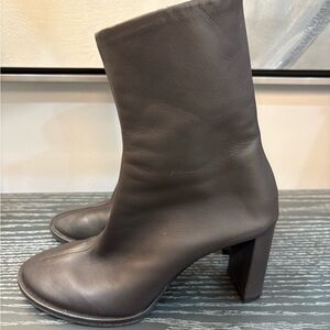 The Row Teatime Deep Brown Leather Ankle Boots